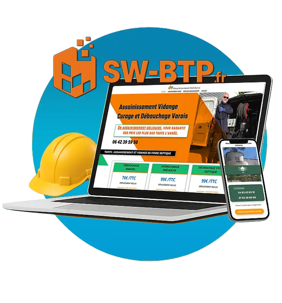 Logo et maquettes de site Internet pour artisans du BTP – site-web-btp.fr
